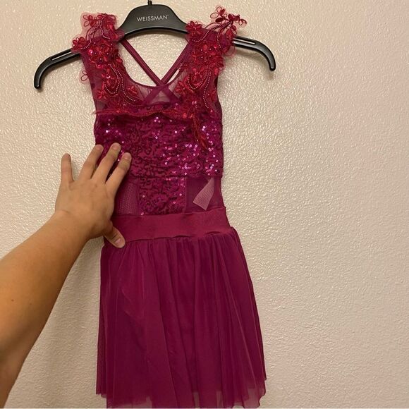 WEISSMAN Dance Costume hot pink Can't Help Falling In Love 11387 child SC 6 - Picture 2 of 13